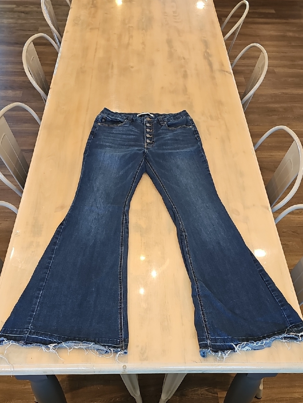 KanCan Dark Blue Button-Fly Flare Jeans 28